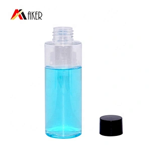 Factory 100ml 120ml clear cylinder toner plastic pet bottle with black screw cap