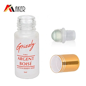 Fashion design 5ml empty frosted deodorant perfume glass roll on bottle with glass roller ball and screw cap
