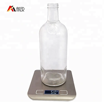 Wholesale custom clear round empty 750 ml liquor rum vodka whiskey glass bottle with aluminum cap