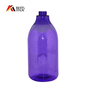 Factory price empty purple round 2l plastic pet shampoo bottle manufacturer with lotion pump
