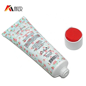 50ml Custom white cosmetic packaging soft empty hand cream plastic cosmetic tube with disc lid