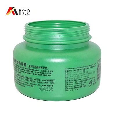 Wholesale price green round hair care shampoo jar 1000ml wide mouth PE plastic cream jar with lids