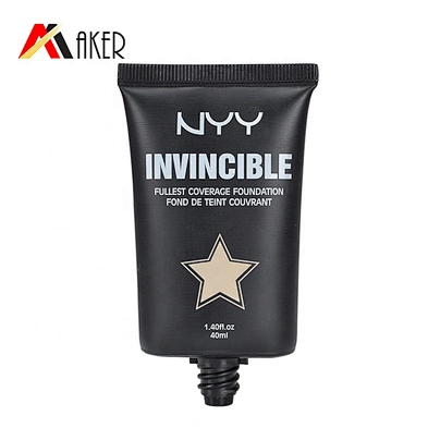 Factory supply 40ml black super oval LDPE plastic cosmetic foundation tube packaging with plastic double wall screw cap