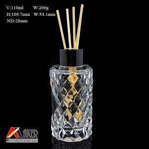 Wholesale empty 100ml square clear aroma reed diffuser glass bottle
