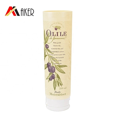 Hot selling custom design 200ml cosmetic plastic tube for body moisturiser with flip cap