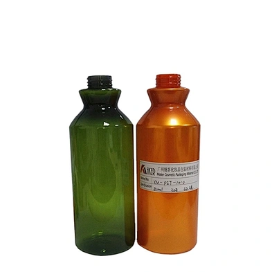 Factory supply wholesale 850ml green orange PET plastic shower gel bottle with lotion pump