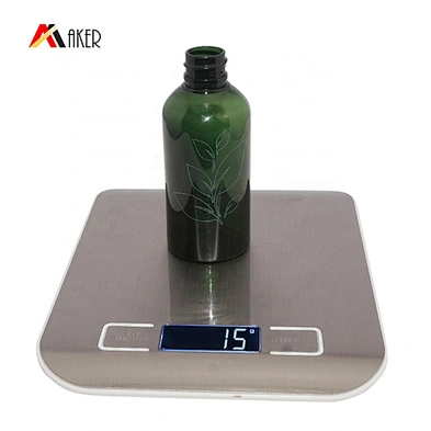 Empty 80ml round green silk printing PET plastic liquid facial toner cosmetic bottle with flip top cap