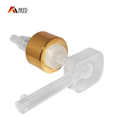China manufacturer clear 28/410 gold aluminum covered plastic lotion pump
