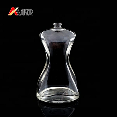 Wholesale clear color women shaped empty 100 ml glass perfume spray bottle