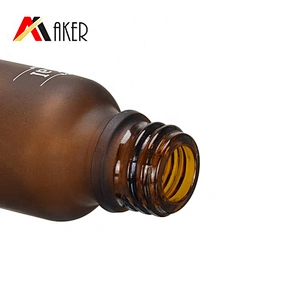Custom 20ml frosted amber glass essential oil dropper bottle with silk screen printing