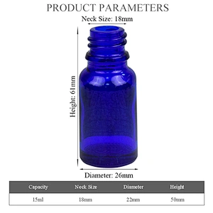 wholesale empty blue 15 ml 15ml personal care cosmetic glass essential oil packaging essential oil pump bottle with dropper