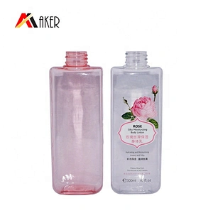 Hottest design 300ml square PET plastic cosmetic body lotion bottle with engraving flower