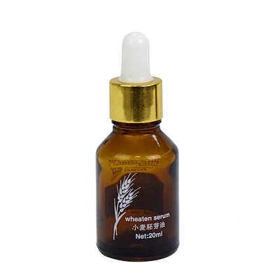 wholesale 20ml glass essential oil dropper bottle personal care packaging green amber  glass slant shoulder bottle