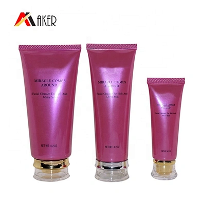 Custom made empty pink 120ml LDPE cosmetic packaging tube for skin care cream
