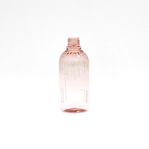 2020 New arrival unique shape semi-transparent pink 297ml plastic bottle lotion bottle  pet bottle with lotion pump
