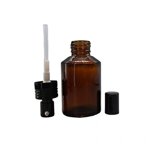 Slant shoulder round empty 60ml 100ml glass mist sprayer serum bottle with all metal pump