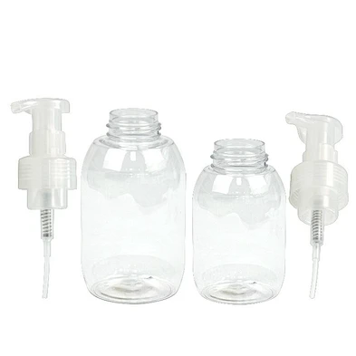 in stock white transparent foam bottle clear shampoo shower gel pet bottle