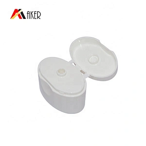 Custom Wholesale 18mm White Oval Plastic Flip Top Cap for Cosmetic Shampoo Bottle