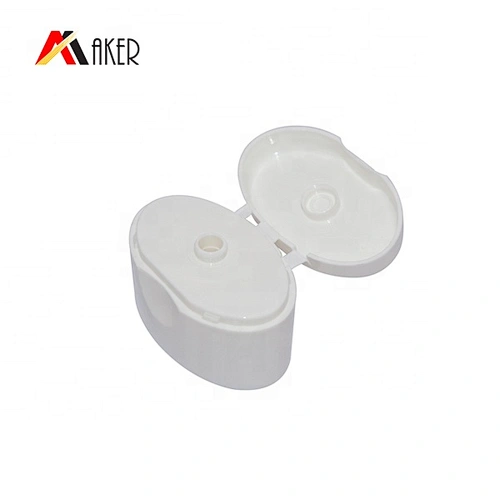 Custom Wholesale 18mm White Oval Plastic Flip Top Cap for Cosmetic Shampoo Bottle