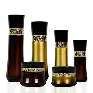 Custome wholesale glass cosmetic skin care lotion bottle 30ml 60ml 100ml 120ml glass jar personal care cosmetic set packaging