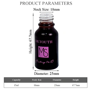empty 15ml matte black beautiful cosmetic essential oil packaging serum skin care glass dropper bottle