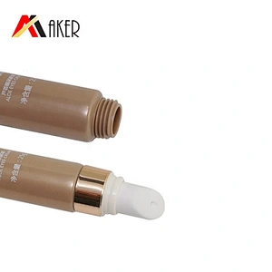 New design 25g LDPE plastic cosmetic eye cream massage applicator tube packaging with electroplated gold screw cap