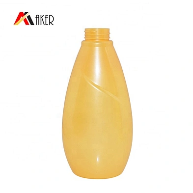 Yellow custom shape 500ml PET plastic shampoo lotion bottle with pump wholesale