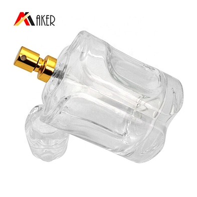 100ml clear unique shape glass perfume bottle with perfume sprayer for wholesale