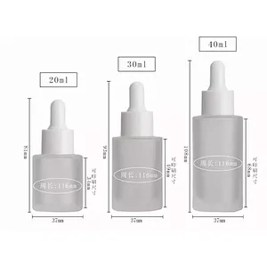 Empty Flat shoulder short  glass  cylinder 30ml  1 oz  serum bottle with dropper cap  or Cream Pump
