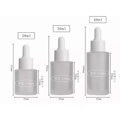 Empty Flat shoulder short  glass  cylinder 30ml  1 oz  serum bottle with dropper cap  or Cream Pump