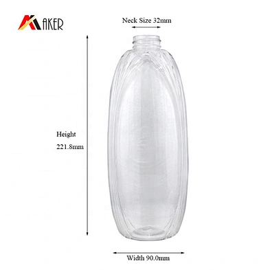 Newest design wholesale price 740ml empty clear PET plastic lotion bottle with pump