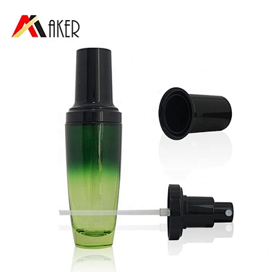 2019 New arrival 30ml 50ml 100ml luxury gradient green cosmetic glass bottle with sprayer and cap