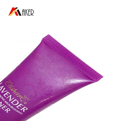 custom luxury empty purple oval soft plastic cosmetic hand cream packaging tube with screw lid