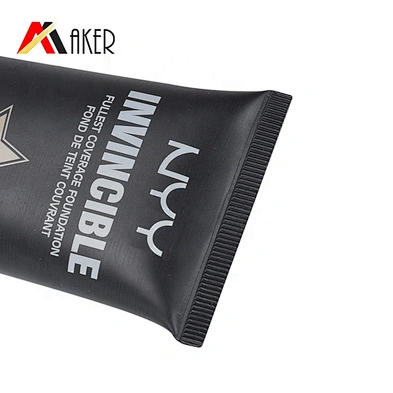 Factory supply 40ml black super oval LDPE plastic cosmetic foundation tube packaging with plastic double wall screw cap