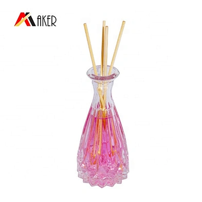 Wholesale empty 50ml engraving fragrance cosmetic aroma reed diffuser glass bottle