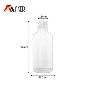 Factory supply empty round shape 50ml clear essential oil glass bottle with dropper