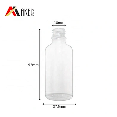 Factory supply empty round shape 50ml clear essential oil glass bottle with dropper