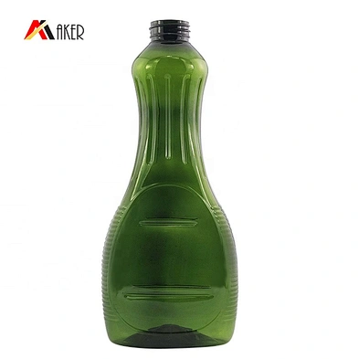 New wholesale 700ml green unique shape beverage bottle empty plastic pet juice bottle with screw cap