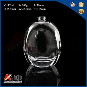 China factory crystal white material 100ml clear glass perfume bottle