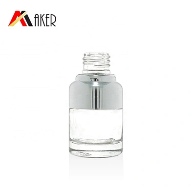 New luxury 20ml clear cosmetic glass essence bottle serum dropper bottle with silver electroplated press dropper cap