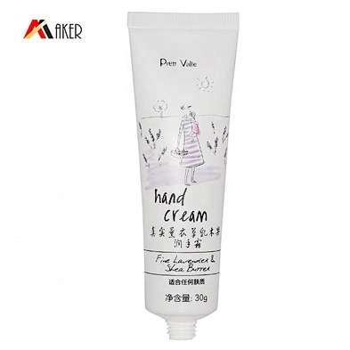 Wholesale 30ml round  hand cream cosmetic plastic laminated tube packaging with white plastic double wall screw cap