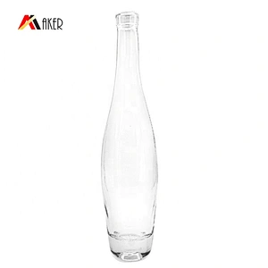 wholesale 550ml transparent unique shaped crystal glass sparking wine bottle with polymer rubber stopper