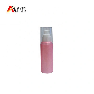Factory price 100ml pink round shape PET cosmetic cream plastic bottle with pump