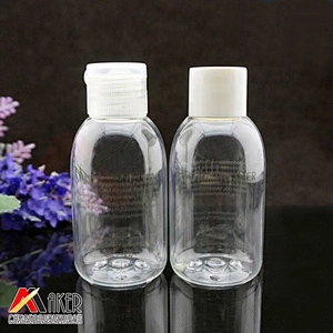 Wholesale hotel 60ml round pet clear shampoo toner plastic bottle with flip top cap