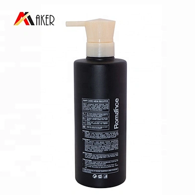 Hot selling 500 ml black PET straight round empty plastic shampoo bottle with lotion pump