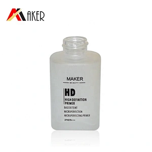 New design 30ml frosted square glass lotion bottle facial toner bottle with black plastic cream pump and whole cover