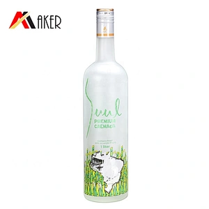 China supply custom 1000ml boston round empty vodka glass wine bottle with aluminum cap