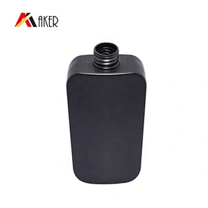 Manufacturer 400ml Flat cosmetic black plastic pe shampoo bottle