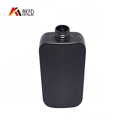 Manufacturer 400ml Flat cosmetic black plastic pe shampoo bottle