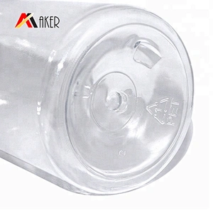 wholesale price 300ml clear Boston round PET cosmetic plastic lotion bottle with double wall screw cap